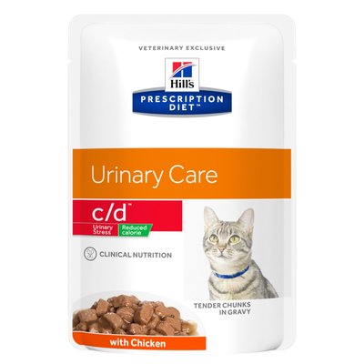 HILLS PDIET FELINE CD URINARY STRESS CHICKEN POUCH 12X85G